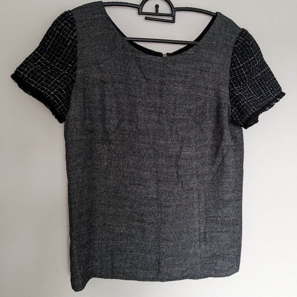 Theyskens' Theory black and grey tweed blouse Size S